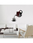 Kreatywny DIY akrylowe filiżanka kawy czajniczek 3D zegar ścienny dekoracyjne kuchnia zegary ścienne salon jadalnia Home Decor z