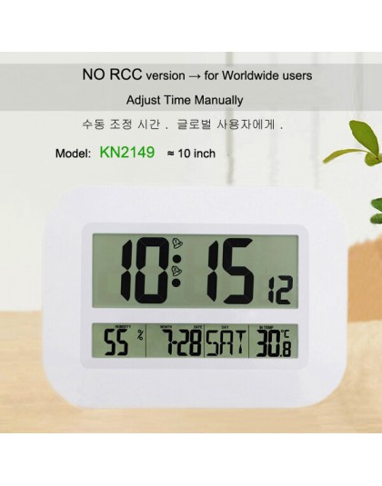 Dekoracyjne cyfrowa ściana budzik stół kalendarz biurkowy temperatury termometr higrometr zegar ze sterowaniem radiowym