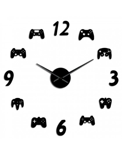 Gra wideo kontrolery DIY duży zegar ścienny gra wystrój pokoju nowoczesny Design Freamless Giant zegar ścienny gra pokój dla chł