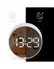 2020 okrągły lustrzany budzik Led zegar tablica cyfrowa zegar podświetlany nocny drzemka z temperaturą elektroniczny Despertador