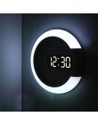 3D LED cyfrowy zegar stołowy Alarm lustro wydrążony naścienny zegar nowoczesny Design Nightlight do domu dekoracje do salonu