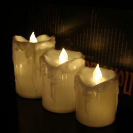 3 sztuk/zestaw elektryczna świeca led migotanie bezpłomieniowe świece pieńkowe herbata lampa światła na rocznicę ślubu urodziny 