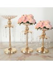 PEANDIM złota świeca kryształowa uchwyt dekoracje ślubne ozdoby na środek stołu świeczniki Birthday Party wazon na kwiaty uchwyt