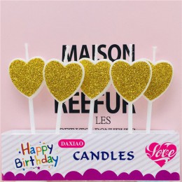 Nowe brokatowe srebrne złoto szczęśliwe dekoracje na tort urodzinowy świeca urodziny dla dzieci chłopiec dziewczyna gwiazda serc