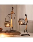 Nordic metalowe ozdoby rzemiosło dla domu ozdobny świecznik świecznik Decor miniaturowy Model Handmade figurki prezenty artystyc