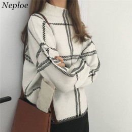 Neploe Pull Femme 2020 zima jesień ponadgabarytowy sweter z dzianiny rękaw damski poszerzany typu lantern haft Cartoon ciepłe sw