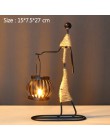 Nordic metalowe ozdoby rzemiosło dla domu ozdobny świecznik świecznik Decor miniaturowy Model Handmade figurki prezenty artystyc