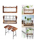 Szklany i drewniany wazon sadzarka Terrarium stół do komputera hydroponika drzewko bonsai doniczka wiszące doniczki z drewnianą 