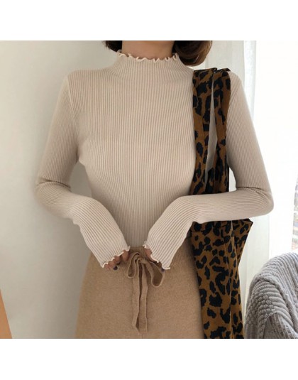 Golf z dzianiny kobiet luźny pulower kobiety jesień zimowe bluzki koreańskie swetry moda 2019 kobiet sweter Jumper Pull Femme