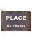 Miejsce Des Aperos tablica metalowa Vintage francuski Retro metalowy znak blaszany Bar Pub Club dekoracje ścienne metalowy obraz
