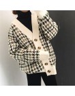 Nowy jesień Plaid sweter, kobiet średnich i długich luźny i leniwy styl z dzianiny kurtka, koreańska wersja sweter z dzianiny