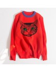 Runway projektant kot drukuj swetry z dzianiny swetry kobiet 2019 jesień zima z długim rękawem Harajuku słodkie Jumper ubrania C