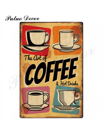 Kawa metalowy znak vintage znak puszka tablica metalowa klasyczna ściana wystrój kuchenna kawa Bar Cafe Retro Metal plakaty meta