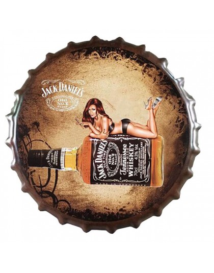 Zakrętka do piwa Whisky Vintage tablica metalowe plakietki emaliowane Cafe Bar Pub szyld dekoracje ścienne Retro Nostalgia okrąg