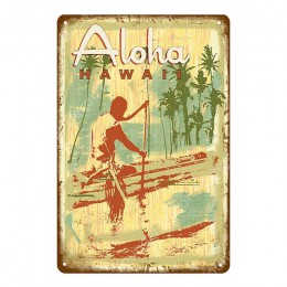 Vintage Surf wystrój sklepu Aloha hawaje metalowe plakietki emaliowane ściany artystyczny obraz płyta nadmorski Bar Pub Club tab