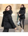 Vielleicht 2019 nowe koreańskie futro z kapturem kurtki parki kurtka zimowa kobiety krótki styl związywane ciepły gruby szczupły