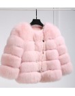 Damskie sztuczne futro jesienno-zimowa 2019 moda ciepły płaszcz w stylu Casual Plus rozmiar sztuczne futro z lisa płaszcz kurtka