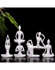 VILEAD 12 style białe ceramiczne figurki jogi Ename streszczenie kobieta joga miniatury Yog Stattues Yoj figurki Home Decoration