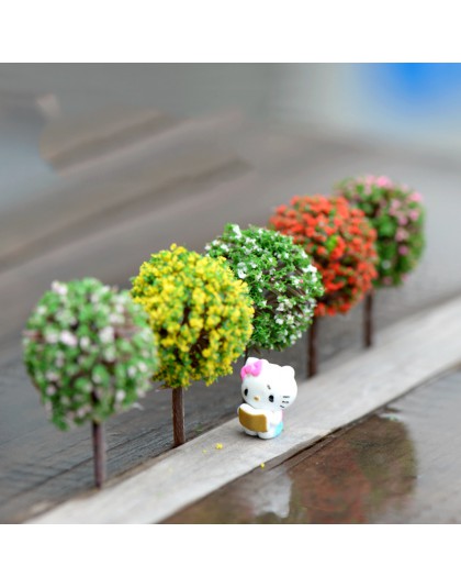 Miniaturowe drzewka z pąkami kwiatów białe żółte czerwone różowe ozdobne plastikowe