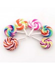 10 sztuk spirala Rainbow glina polimerowa Cabochons uroda Kawaii lizak Flatback dla DIY ozdoba do telefonu komórkowego