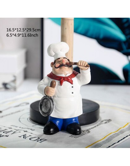 VILEAD 29.5cm żywica Chef dwuwarstwowy uchwyt na ręcznik papierowy figurki kreatywne domowe ciasto sklep restauracja rzemiosło o