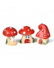 3 sztuk/zestaw Cute Cartoon czerwony domek grzybowy 3 rodzaje DIY żywica bajkowa ozdoba ogrodowa rękodzieło miniaturowe mikro Gn