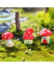 3 sztuk/zestaw Cute Cartoon czerwony domek grzybowy 3 rodzaje DIY żywica bajkowa ozdoba ogrodowa rękodzieło miniaturowe mikro Gn