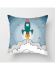 Fuwatacchi Cartoon statek kosmiczny poszewka astronauta Rocket dekoracyjna poszewka na poduszkę na krzesło domowe przestrzeń pod