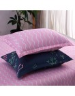 Przesilenie Cartoon różowy pościel flamingo ustawia 3/4 sztuk geometryczny wzór podszewki na łóżko kołdra pokrywa prześcieradło 