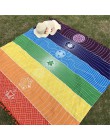 Lepsza jakość wykonana z bawełny Bohemia India koc z mandalą 7 czakry tęczowe paski Tapestry Beach Throw Towel Yoga Mat