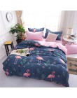 Przesilenie Cartoon różowy pościel flamingo ustawia 3/4 sztuk geometryczny wzór podszewki na łóżko kołdra pokrywa prześcieradło 