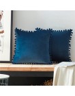 YokiSTG z miękkiego aksamitu poszewki na poduszki jednolita poszewka na poduszkę kwadratowy dekoracyjny poduszki z kulkami na so