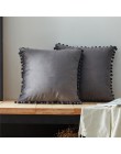 YokiSTG z miękkiego aksamitu poszewki na poduszki jednolita poszewka na poduszkę kwadratowy dekoracyjny poduszki z kulkami na so