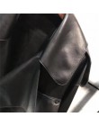 Sungtin kobiety Faux skórzana kurtka miękkie luźne w stylu Vintage Biker płaszcz krótki kieszenie silnika PU czarna kurtka jesie