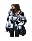 Zima nowa futrzana kurtka imitacja płaszcz duży rozmiar damski luźny okrągły dekolt krótki panie mieszany kolor płaszcz rozmiar 