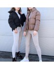 Zima zagęścić damskie krótkie parki płaszcz stałe stanąć kołnierz ciepła parka kobiet bawełny wyściełane 2020 moda kurtka pikowa