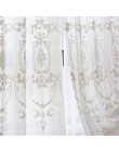 Haftowane białe firany tiulowe do salonu europejskie prześwitujące firanki z woalu do sypialni okna koronkowe zasłony tkaniny za