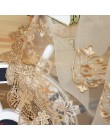 Luksusowe haftowane firanki z woalu zasłony okienne Cortina do salonu drzwi złote koronkowe zasłony Tulle Windows