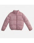 Zima zagęścić damskie krótkie parki płaszcz stałe stanąć kołnierz ciepła parka kobiet bawełny wyściełane 2020 moda kurtka pikowa
