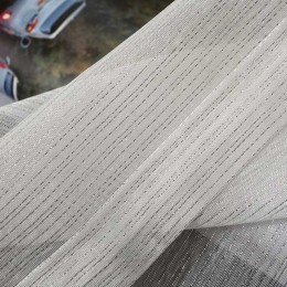 Czysta biała moskitiera na okno przezroczysta tkanina prosta nowoczesna błyszcząca srebrny drut w paski zasłona tiulowa do salon
