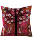 Fuwatacchi naturalne lniane rośliny w stylu kreskówki obicia na poduszki kwiatowe ptaki drzewa sowy rzuć poduszka pokrywa plac 4