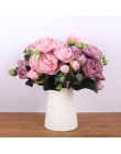 30cm różany różowy jedwabny bukiet piwonia sztuczne kwiaty 5 duża głowa 4 mały pączek ślub panny młodej dekoracja domu sztuczne 