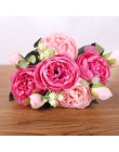 30cm różany różowy jedwabny bukiet piwonia sztuczne kwiaty 5 duża głowa 4 mały pączek ślub panny młodej dekoracja domu sztuczne 