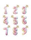 2 sztuk 32 cal Rainbow balony foliowe w kształcie cyfr balon dmuchany dekoracje na imprezę urodzinową dla dzieci różowe złoto ró