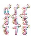 2 sztuk 32 cal Rainbow balony foliowe w kształcie cyfr balon dmuchany dekoracje na imprezę urodzinową dla dzieci różowe złoto ró