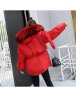 FTLZZ kobiety zima krótka kurtka Mujer parki z kapturem płaszcz zimowy kobiety luźna parka futro kołnierz bawełniane watowane ku