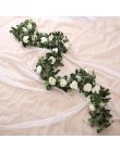 Jedwab sztuczny różowa winorośli wiszące kwiaty do dekoracji ścian rattan sztuczne rośliny liście garland romantyczny ślub dekor