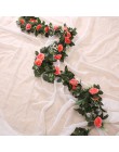 Jedwab sztuczny różowa winorośli wiszące kwiaty do dekoracji ścian rattan sztuczne rośliny liście garland romantyczny ślub dekor
