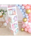 HUIRAN transparentna nazwa wiek Box Girl Boy dekoracje na Baby shower Baby 2 1st 1 One dekoracje na przyjęcie urodzinowe prezent