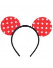 Śliczne Mickey Minnie błyszczące Hairband czerwone mysie uszy opaski dla kobiet kokardy do włosów akcesoria urodziny impreza cel
